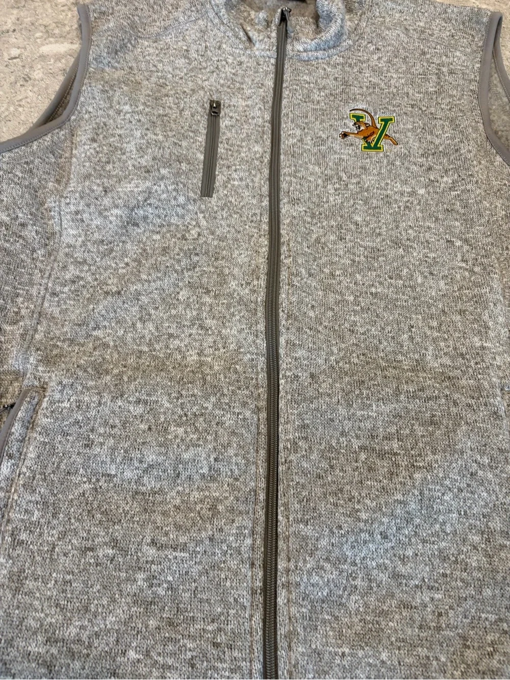 Vermont Catamounts UVM Charles River Apparel Light Gray Full-Zip Men's Vest-XXL